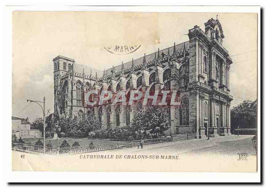 Cathédrale de Chalons-sur-Marne — vue de la façade — éditeur JND JACUL, n°48