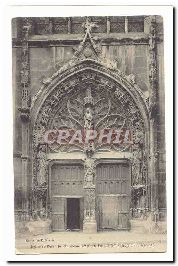 Reims CPA Eglise St Remi Detail du portail 16eme (flamboyant)