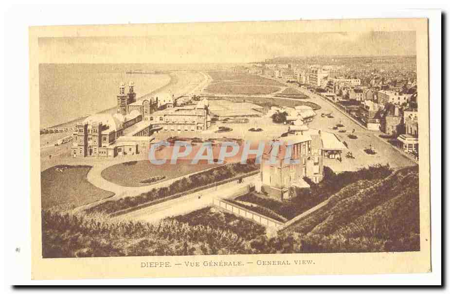 Dieppe CPA Vue generale (publicite au dos)