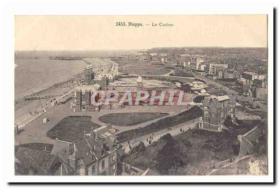 Dieppe CPA Le casino (publicite au dos Bains de Mer de Dieppe Golf)