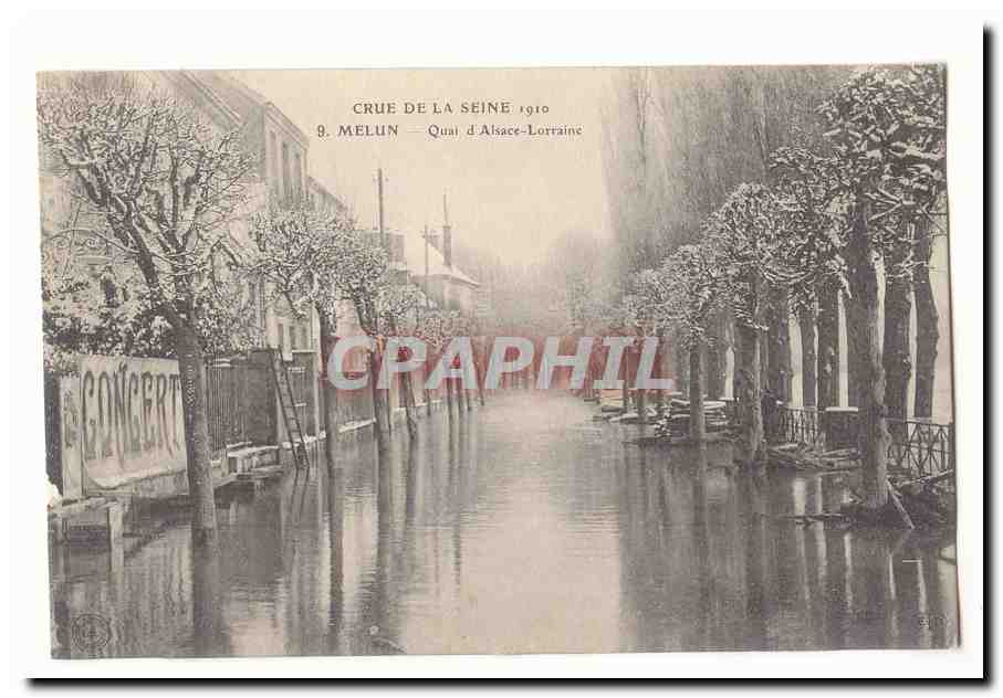 Crue de la Seine 1910 — Melun, Quai d'Alsace-Lorraine