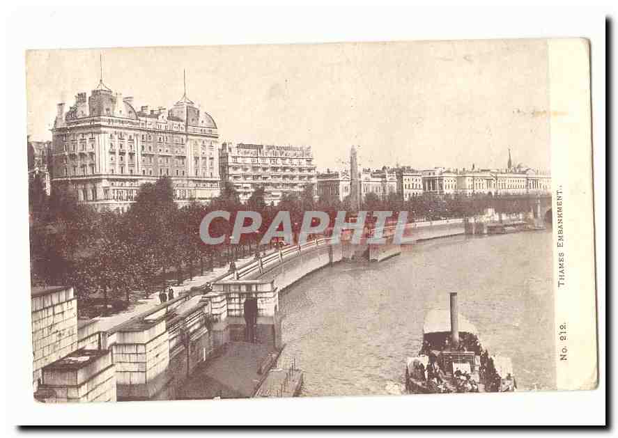 Londres London CPA Thames Embankment (bateaux ship boat obelisque Egypte)