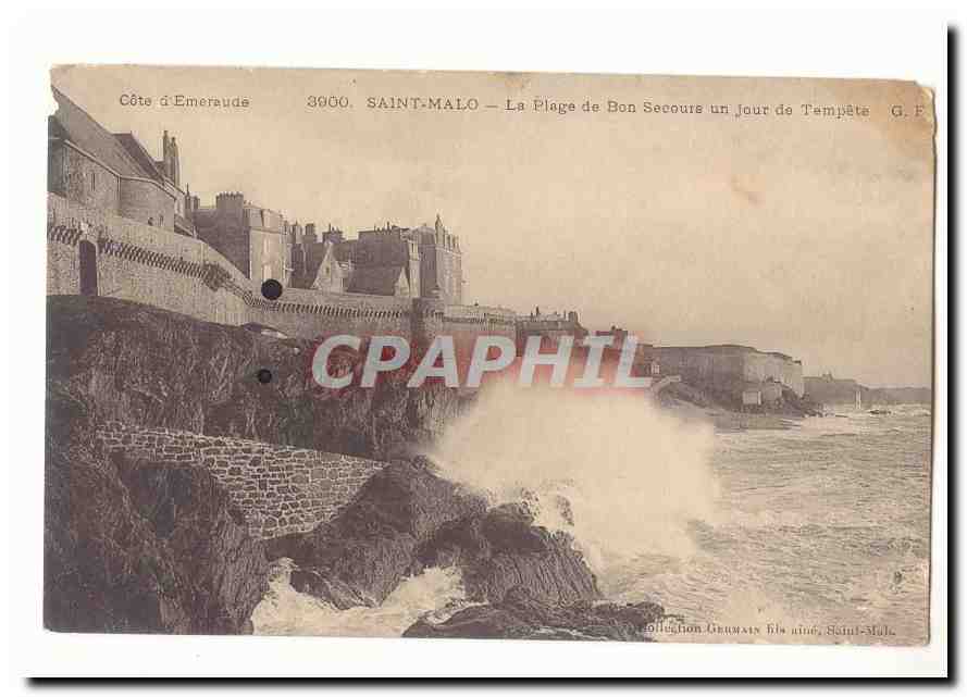 Saint-Malo — La Plage de Bon Secours un jour de Tempête — G.F. / Côte d’Émeraude