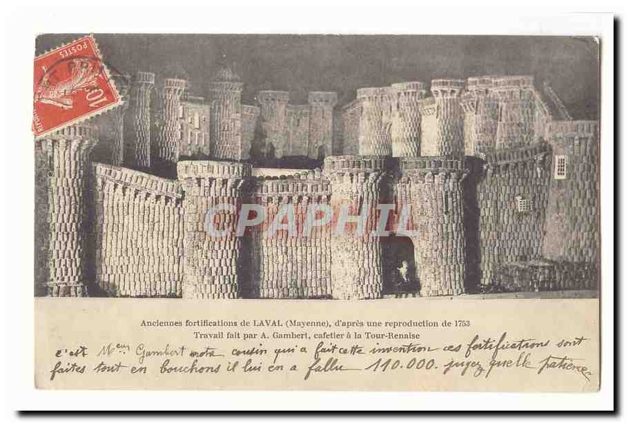 Anciennes fortifications de Laval d'apres une reproduction de 1753 CPA