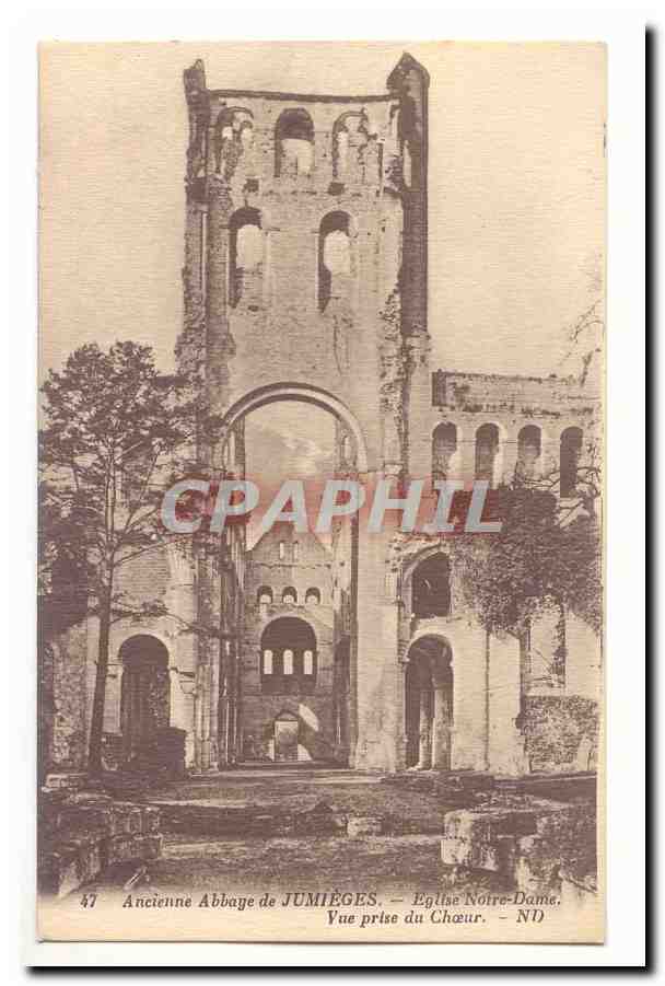 Ancienne abbaye de Jumieges CPA Eglise Notre Dame Vue prise du choeur