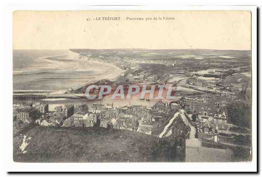 Le treport CPA Panorama pris de la Falaise