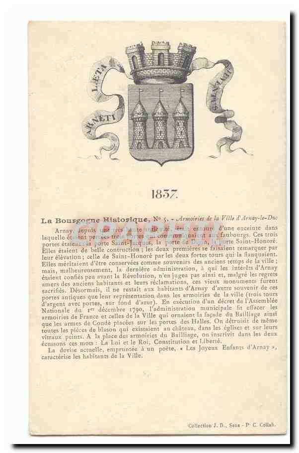 La Bourgogne historique CPA Armories de la ville d'Arnay le Duc 1837 (coats of arms)