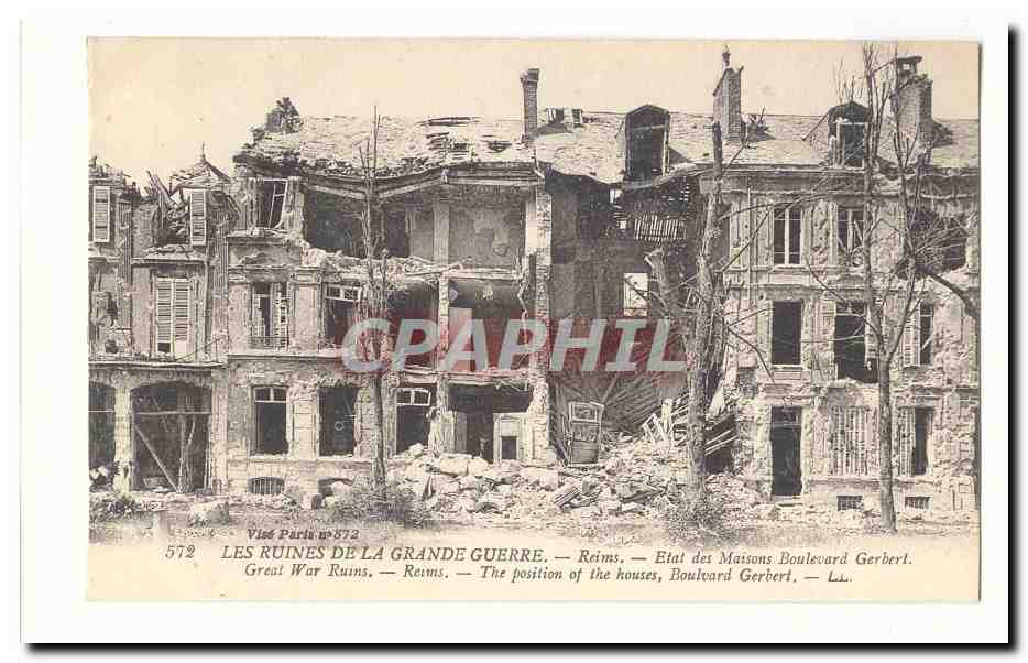Les ruines de la grande guerre Reims CPA Etat des maisons Boulevard Gerbert