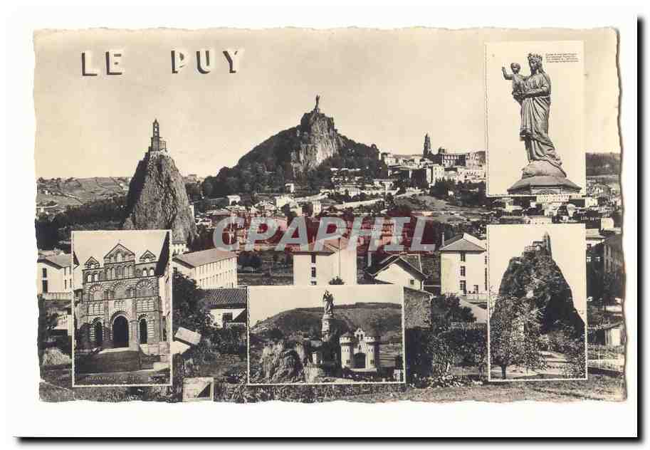 Le Puy — vue panoramique avec la statue de Notre-Dame et le château — éditeur non visible