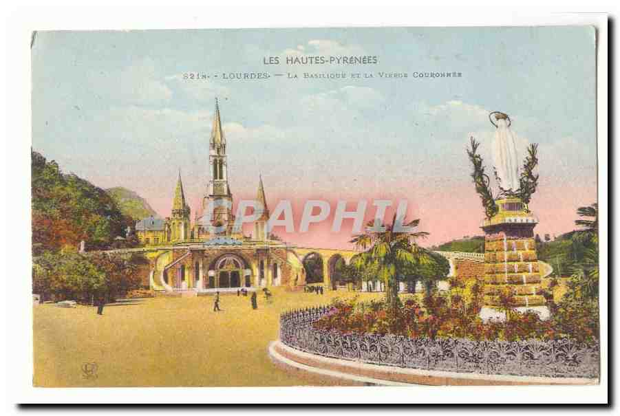 Lourdes CPA La basilique et la vierge couronnee