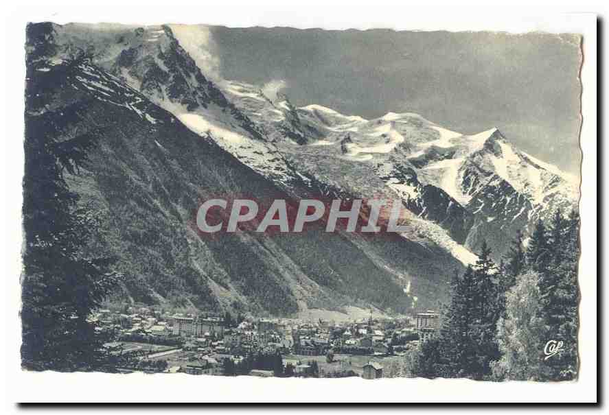Chamonix Mont Blanc CPA Vue generale et le Mont Blanc