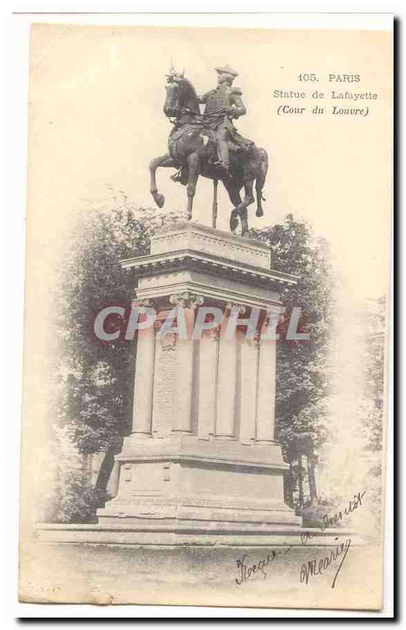 Paris (1er) CPA Statue de Lafayette (cour du Louvre)