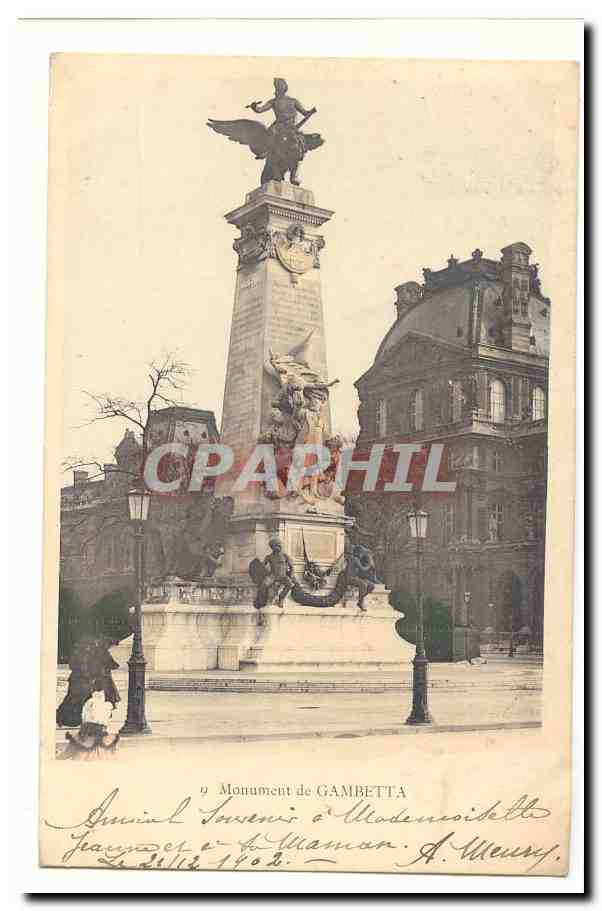 Paris CPA Place de la Republique Monument de Gambetta