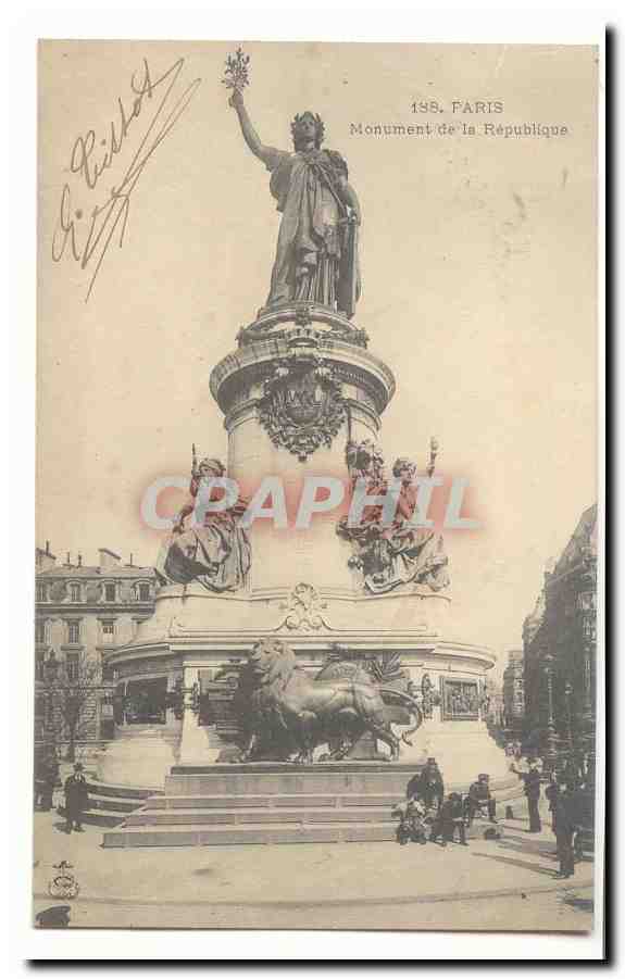 Paris (3eme) CPA Monument de la Republique (lion)