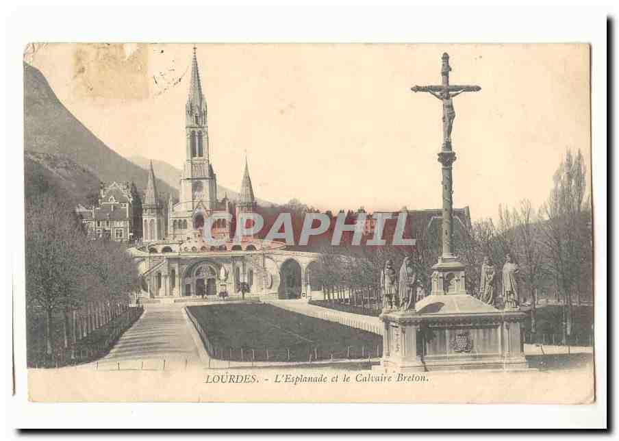 Lourdes CPA L'esplanade et le calvaire breton