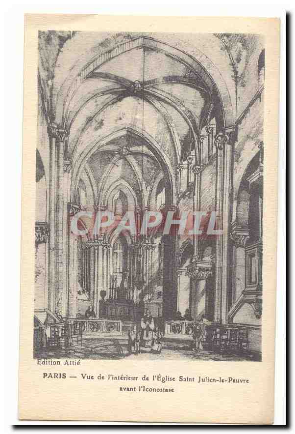 Paris CPA Vue de l'interieur de l'eglise Saint Julien le Pauvre avant l'Iconostase