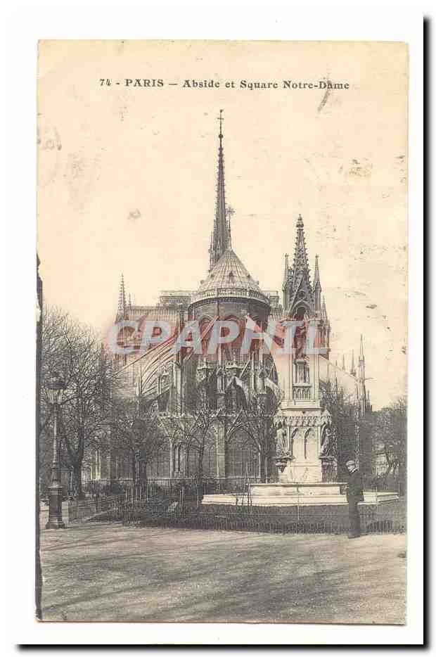 Paris (4eme) CPA Abside et square notre DAme