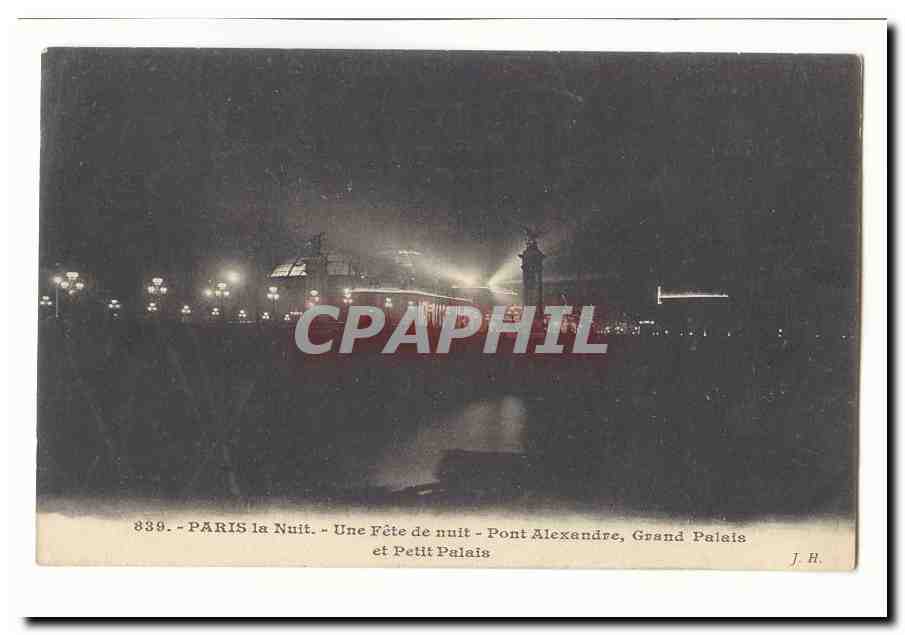 Paris (8eme) CPA Paris la nuit une fete de nuit Pont Alexandre Grand Palais et petit palais