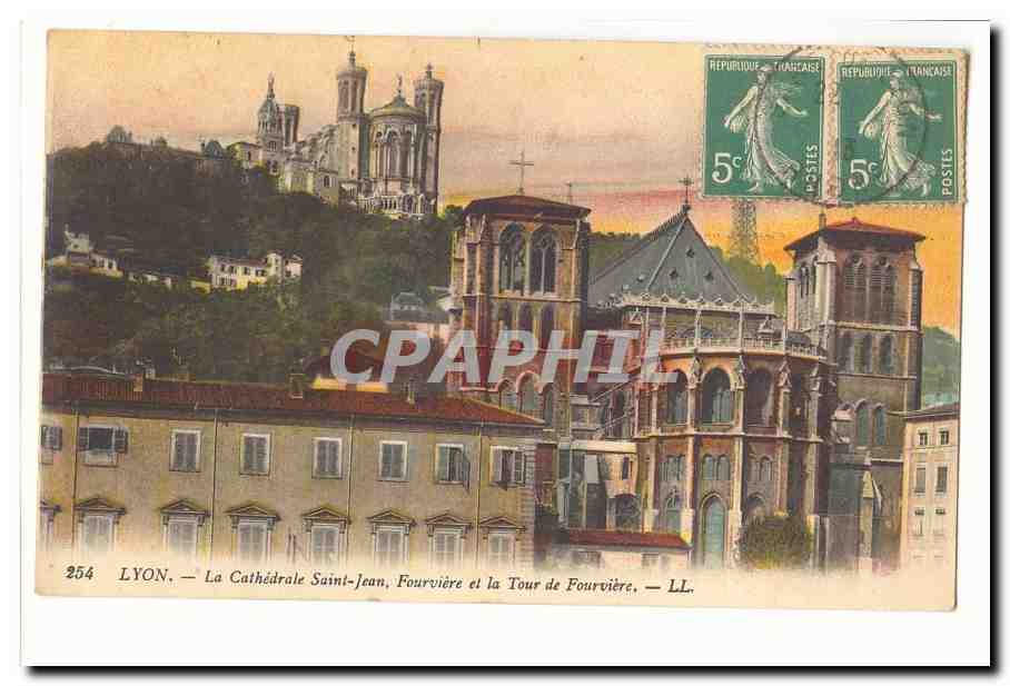Lyon CPA Cathedrale Saint Jean Fourviere et la Tour de fourviere