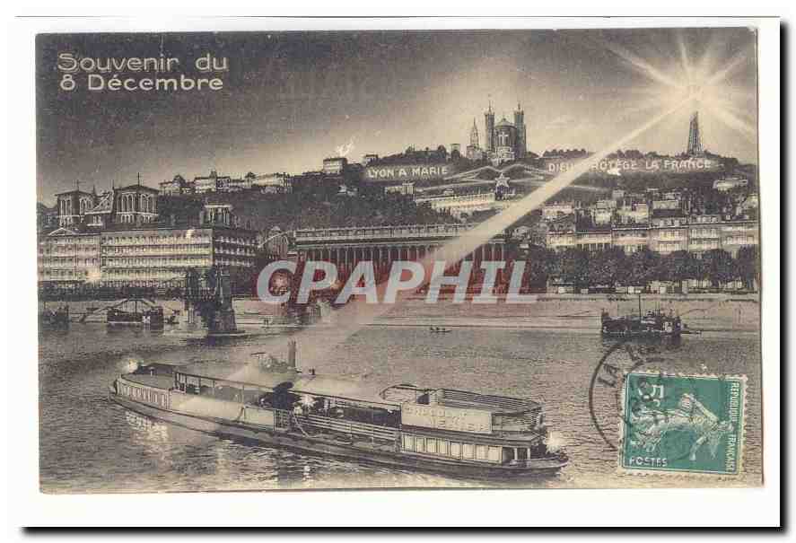 Lyon CPA Souvenir du 8 decembre (bateau chocolat Menier)