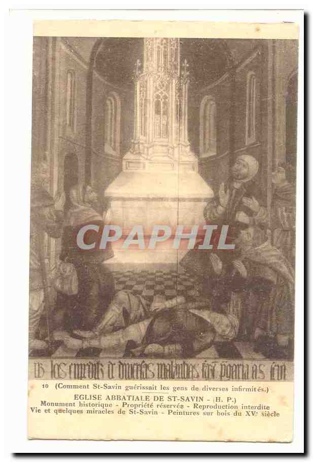 Église abbatiale de St-Savin — peintures sur bois du XVᵉ siècle — reproduction interdite