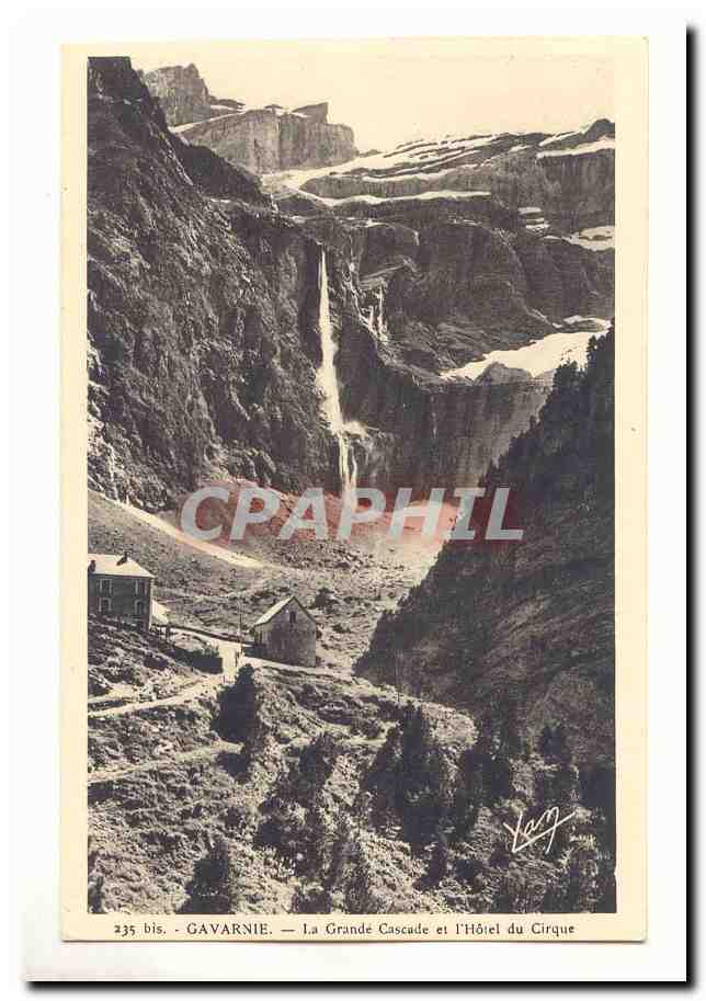 Gavarnie CPA la grande cascade et l'hotel du cirque