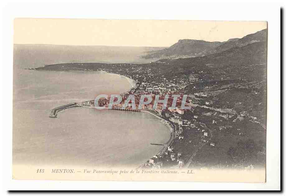 Menton CPA Vue panoramique prise de la frontiere italienne