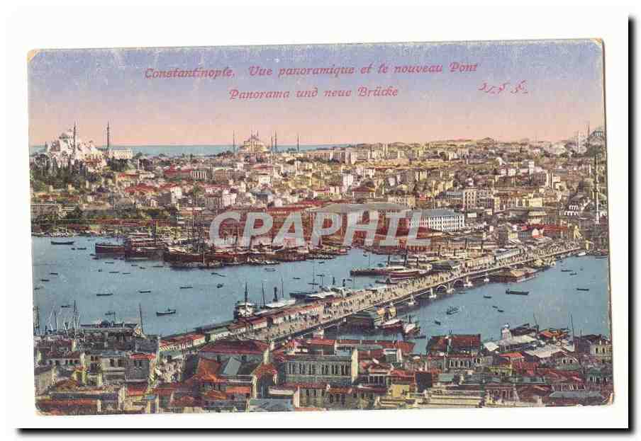 Turquie Turkey Constantinople CPA Vue panoramique et le nouveau pont