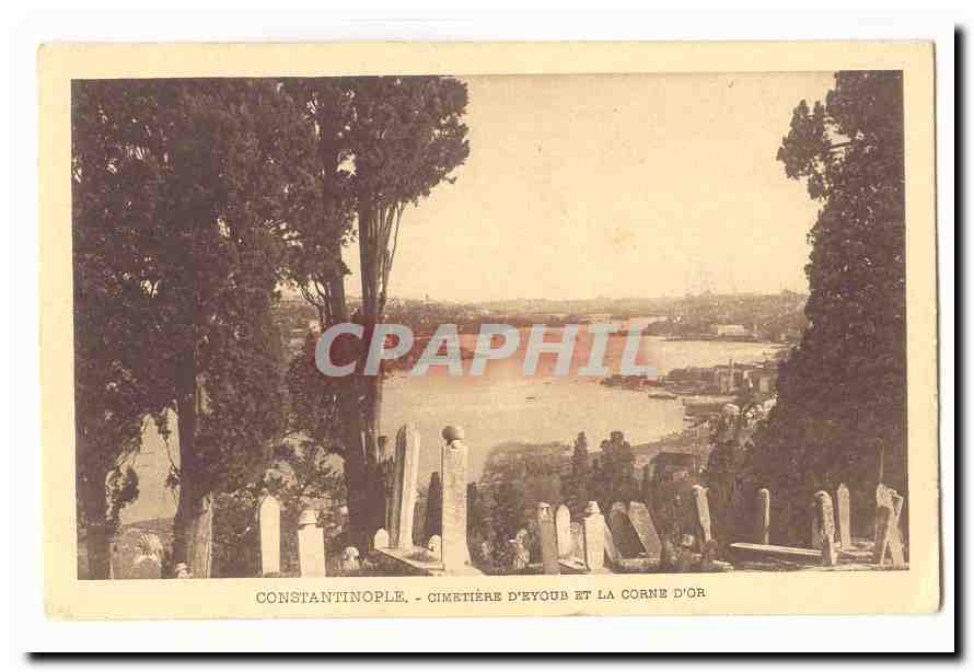 Turquie Turkey Constantinople CPA Cimetiere d'Eyoub et la corne d'or