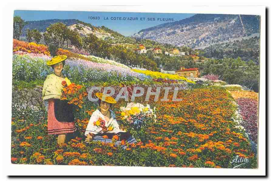 CPA La cote d'azur et ses fleurs (folklore coiffes)