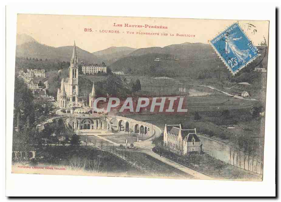 Lourdes - Vue plongeante sur la basilique — Phototype Lasque Père Toulouse