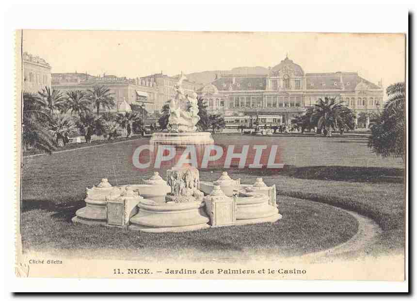 Nice CPA Jardins des palmiers et le casino