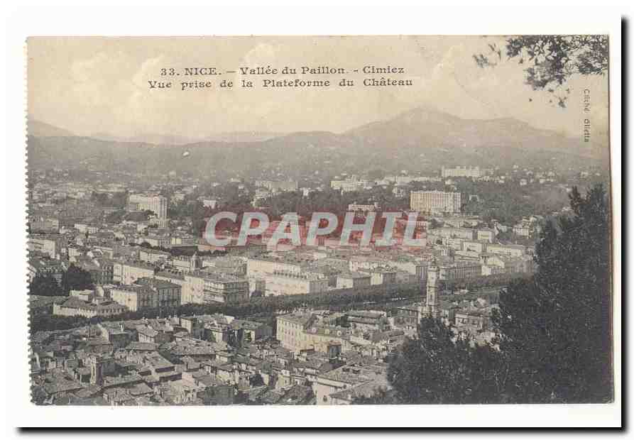 Nice CPA Vallee du Paillon Cimier Vue prise de la plateforme du chateau