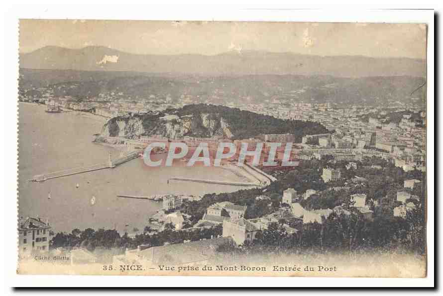 Nice CPA Vue prise du Mont Boron Entree du port