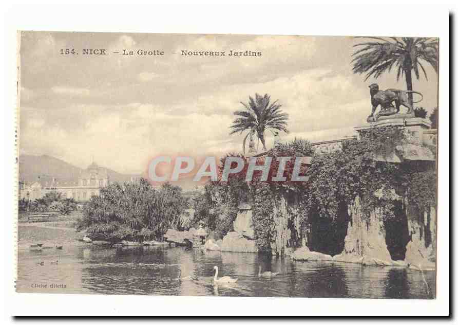 Nice CPA La grotte Nouveaux jardins