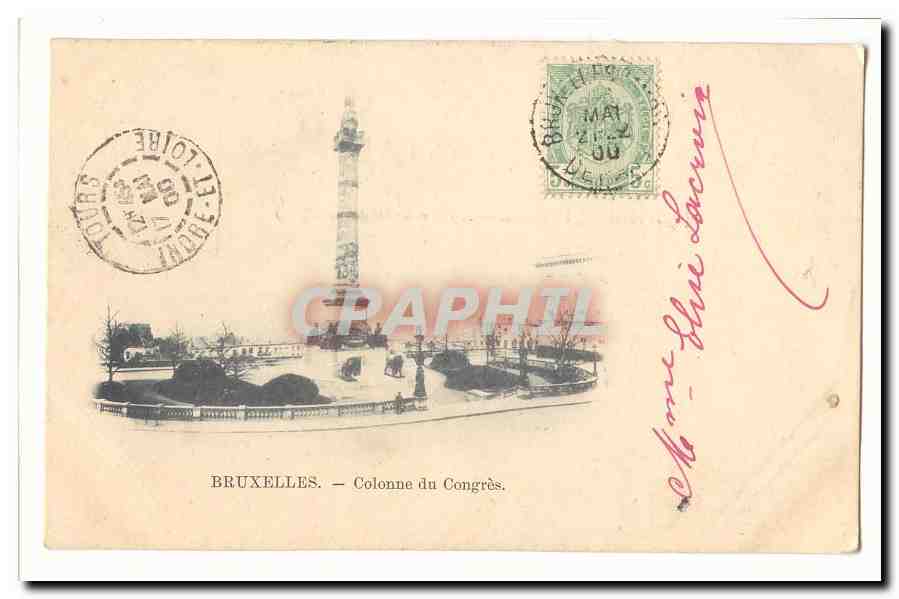 Bruselas — Columna del Congreso — editor no visible - Anverso