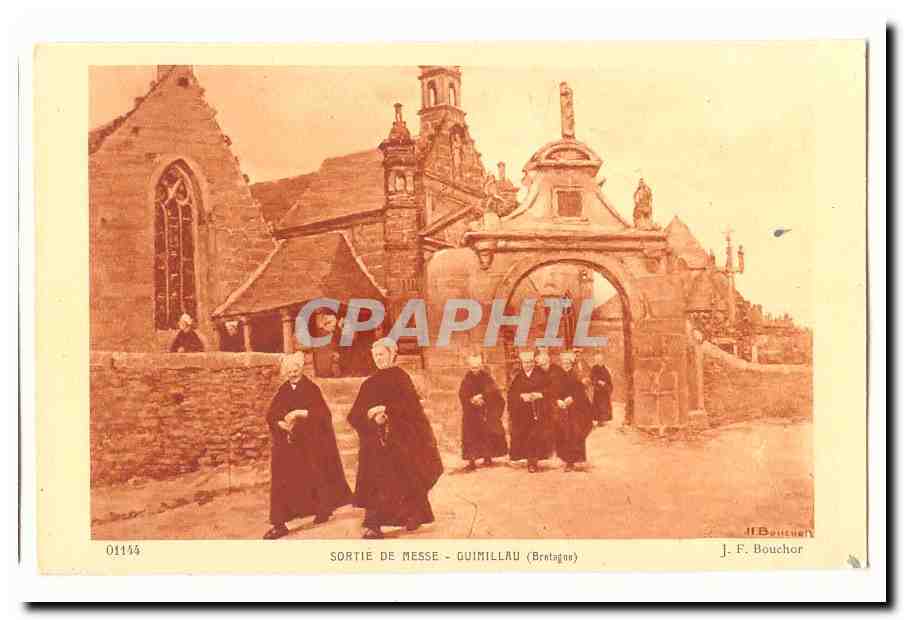 Sortie de messe - Guimillau (Bretagne) — J. F. Bouchor, n° 01144 - Anverso