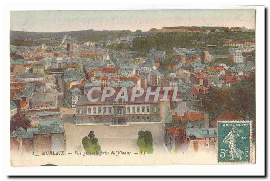 Morlaix CPA Vue generale prise du viaduc