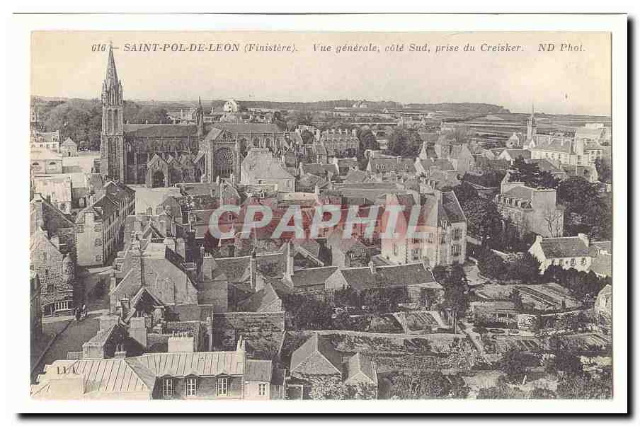 Saint Pol de Leon CPA Vue generale cote Sud prise du Creisker