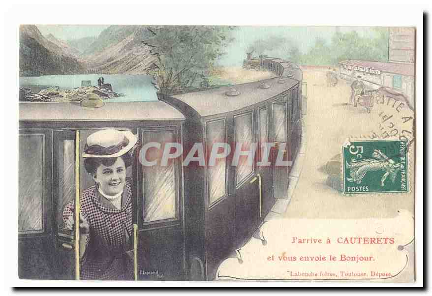 Femmes dans un train — Cauterets — Labouche frères, Toulouse, Dépôt