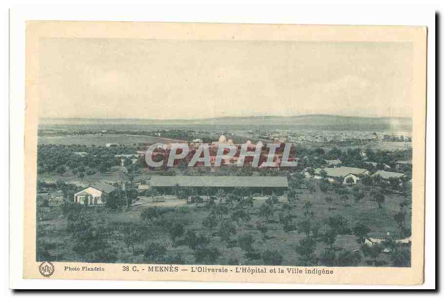 Meknès — L'Oliveraie — L'Hôpital et la Ville indigène — Photo Flandrin 38 C