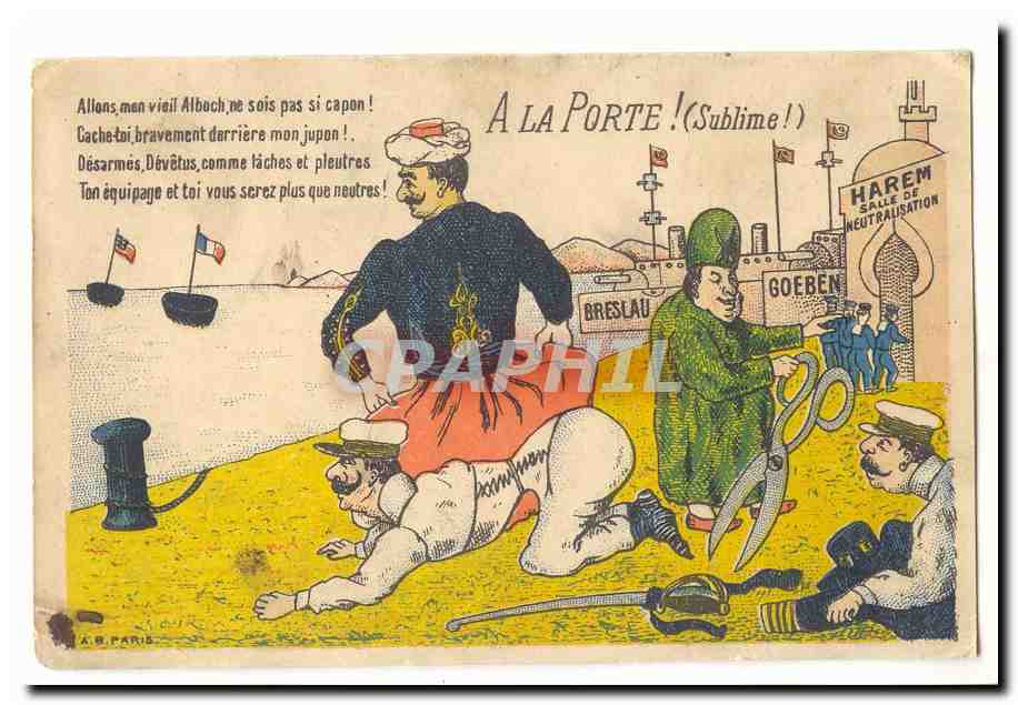 Satirische scène voor de deur van het Harem van Neutralisatie — A.S. Parijs