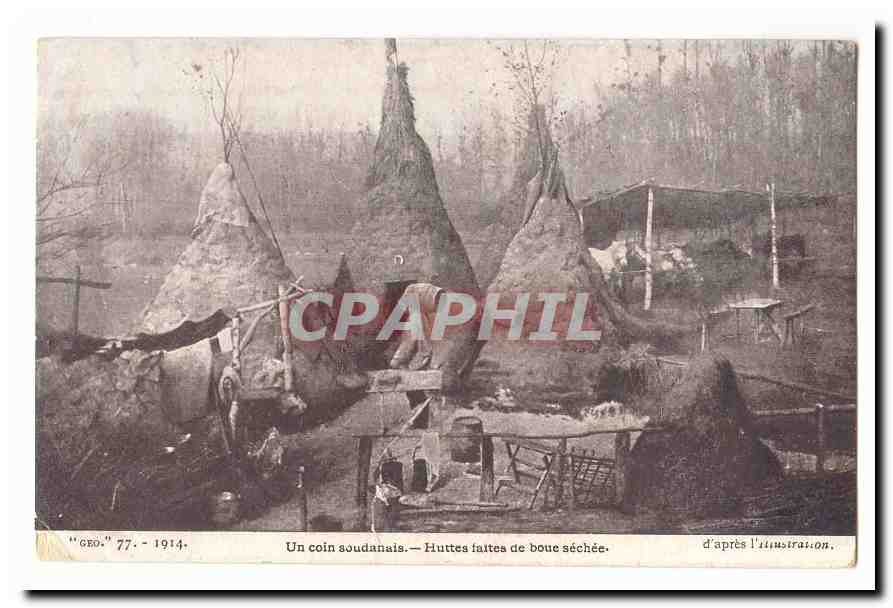 Soudan Mali CPA Un coin soudanais Huttes faites de boue sechee