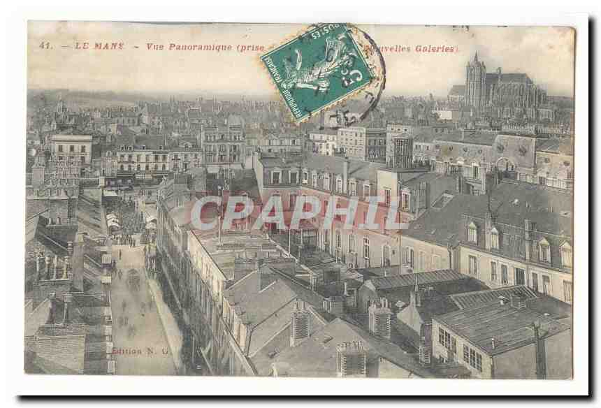 Le Mans CPA Vue panoramique (vue prise des Nouvelles Galeries)