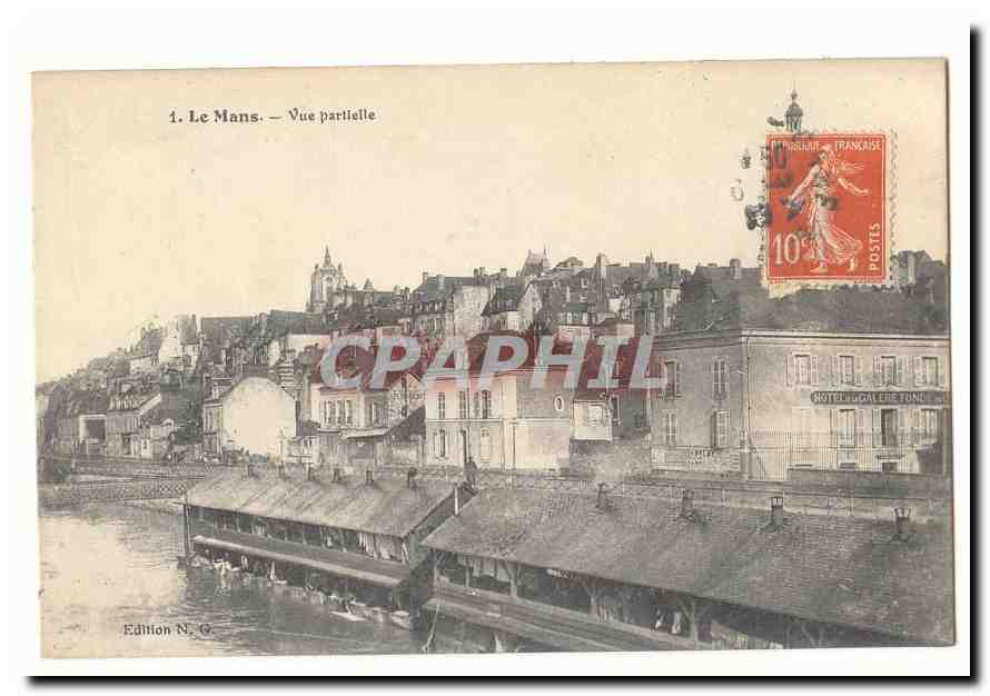 Le Mans CPA Vue partielle (lavoirs)