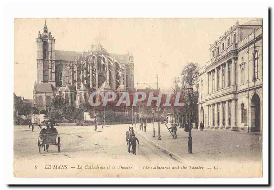 Le Mans CPA La cathedrale et le theatre (animee)