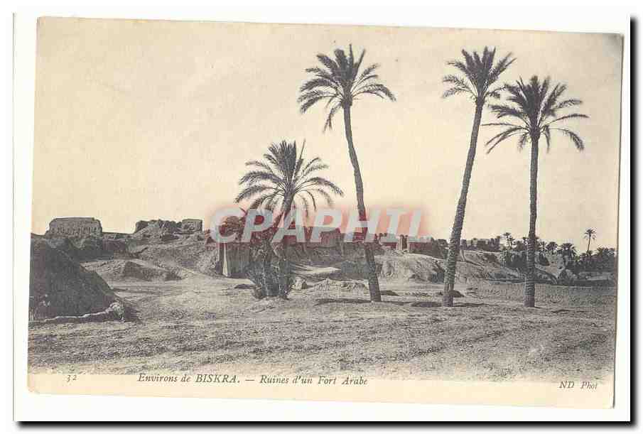 Algerie Environs de Biskra CPA Ruines d'un Fort arabe