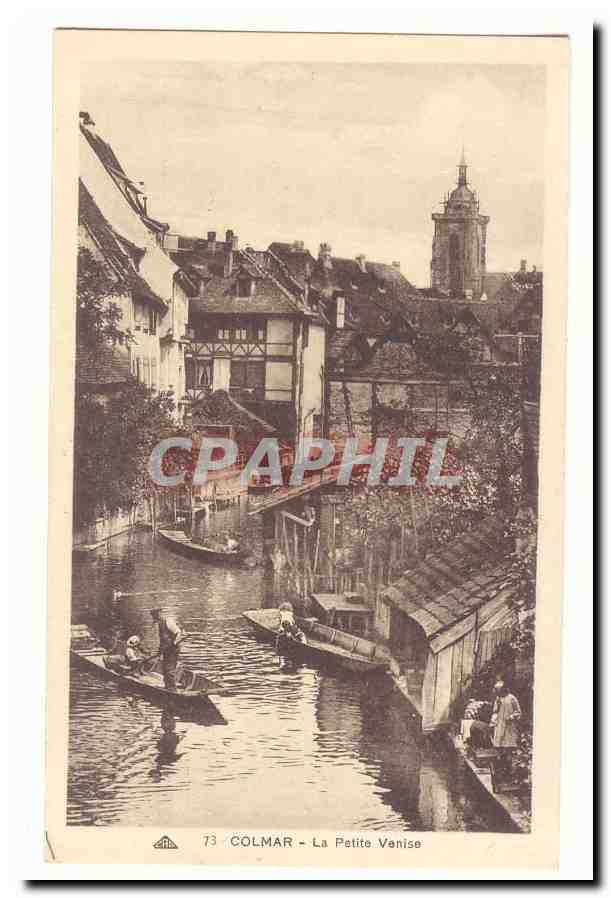 Colmar - La Petite Vanise — vue du canal avec bateaux et éditeur CPAPHIL