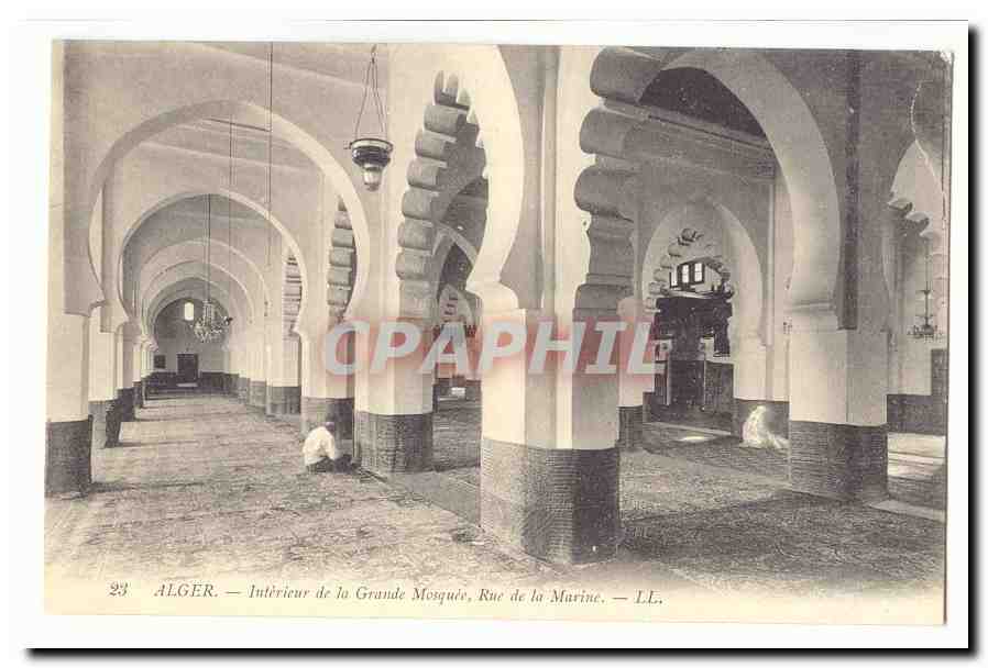 Algerie Alger CPA Interieur de la Grande mosquee rue de la MArine