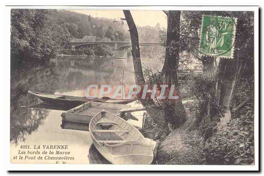 Les bords de la Marne et le Pont de Chennevières — La Varenne — Éditeur F.M. n°4921